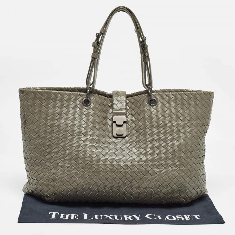 Pre Owned Bottega Veneta Grey Intrecciato Leather Capri Tote