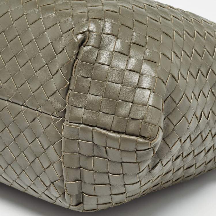 Pre Owned Bottega Veneta Grey Intrecciato Leather Capri Tote