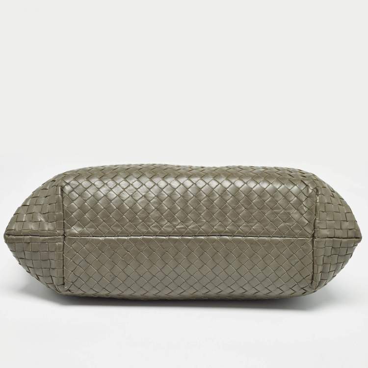 Pre Owned Bottega Veneta Grey Intrecciato Leather Capri Tote