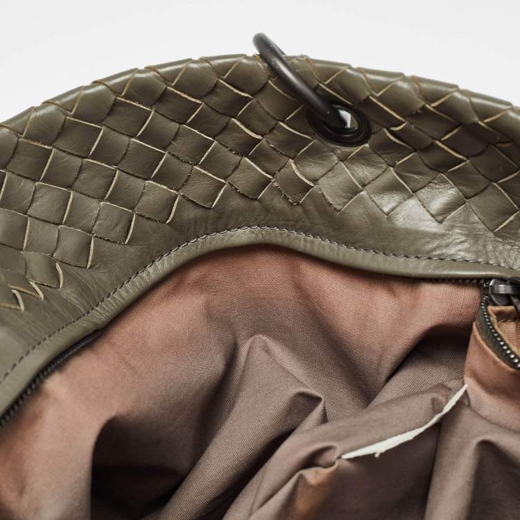 Pre Owned Bottega Veneta Grey Intrecciato Leather Capri Tote
