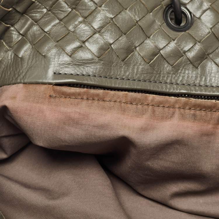 Pre Owned Bottega Veneta Grey Intrecciato Leather Capri Tote