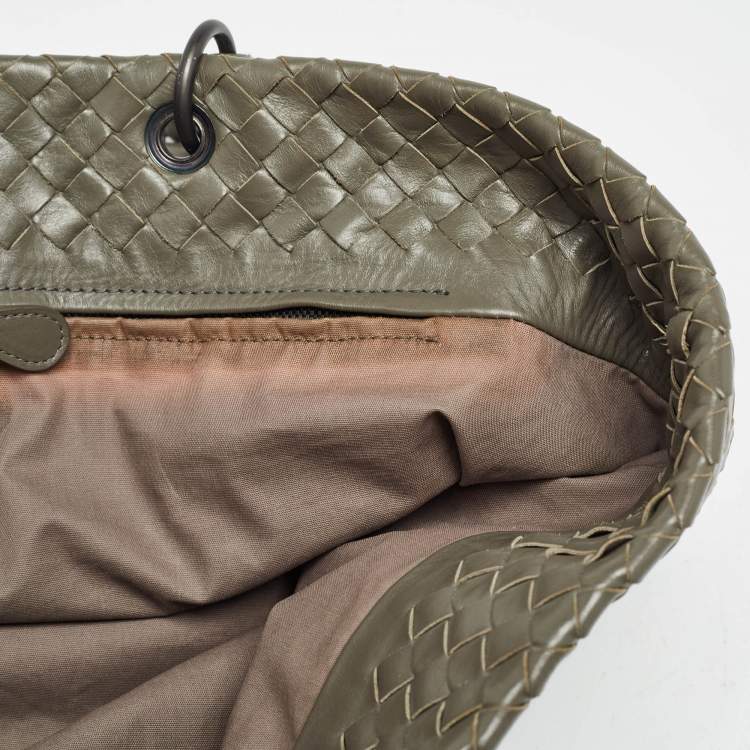 Pre Owned Bottega Veneta Grey Intrecciato Leather Capri Tote