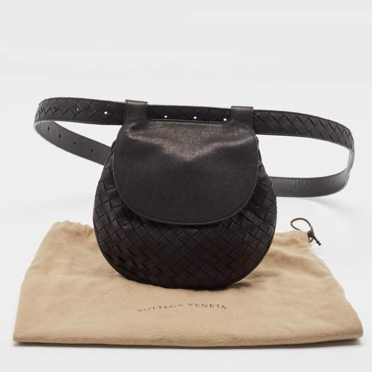 مملوكة مسبقًا Bottega Veneta Black Intrecciato Leather Belt Bag