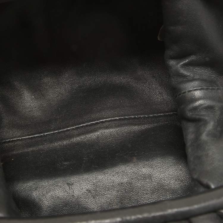 Pre Owned Bottega Veneta Black Intrecciato Leather Mini The Pouch Bag