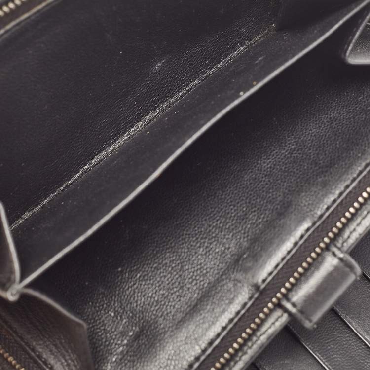 Pre Owned Bottega Veneta Black Intrecciato Leather French Flap Wallet