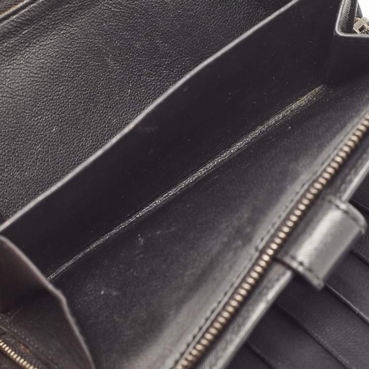 Pre Owned Bottega Veneta Black Intrecciato Leather French Flap Wallet