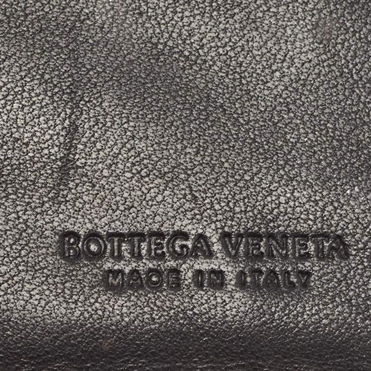 Pre Owned Bottega Veneta Black Intrecciato Leather French Flap Wallet