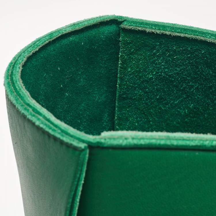 Pre Owned Bottega Veneta Green Intrecciato Leather Medium Arco Tote