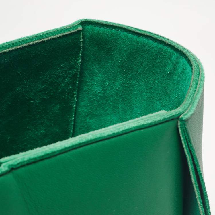Pre Owned Bottega Veneta Green Intrecciato Leather Medium Arco Tote
