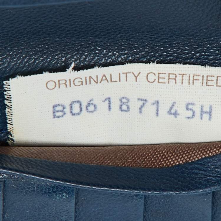 Pre Owned Bottega Veneta Blue Intrecciato Leather Compact Wallet