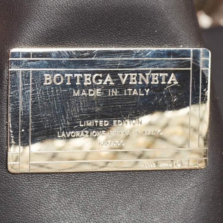 Pre Owned Bottega Veneta Ombre Black/Cream Intrecciato Leather and PVC Cabat Tote