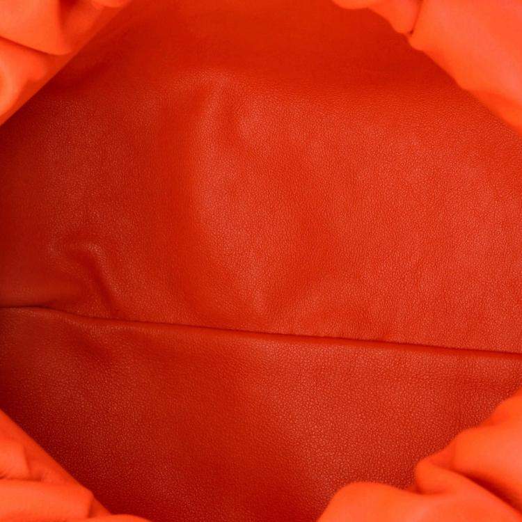 Pre Owned Bottega Veneta Orange Chain Pouch With Gold Chain