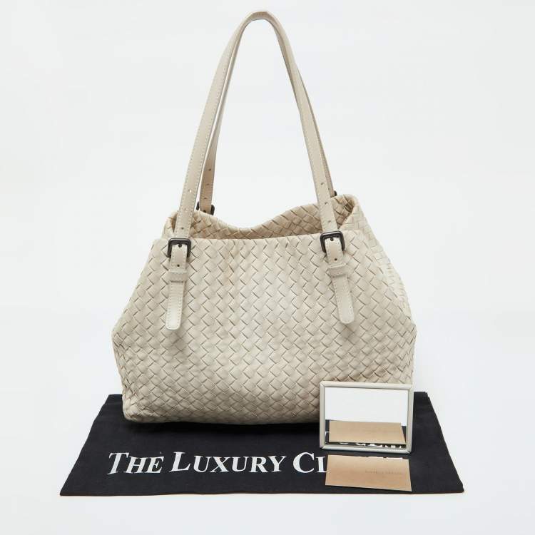 Pre Owned Bottega Veneta Off White Intrecciato Leather Cesta Tote