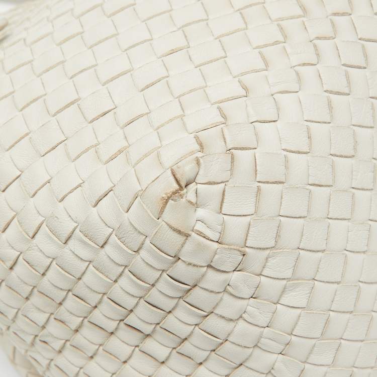Pre Owned Bottega Veneta Off White Intrecciato Leather Cesta Tote