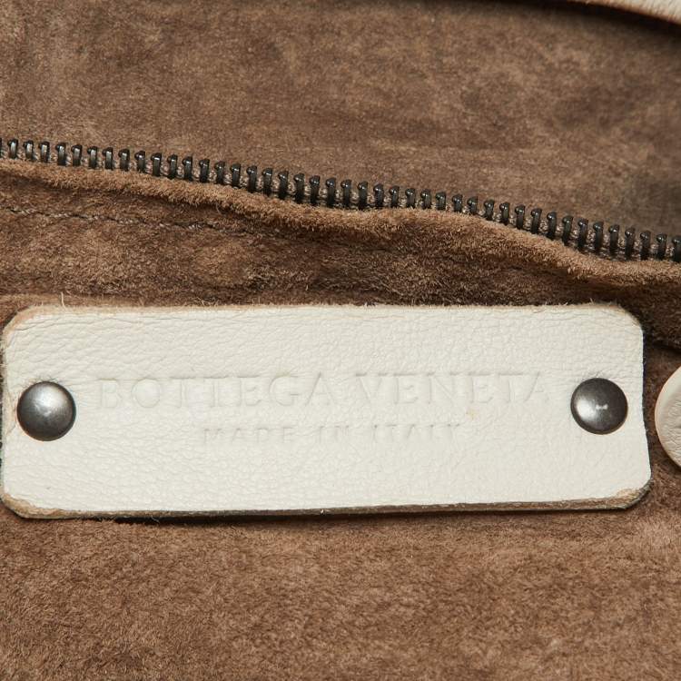 Pre Owned Bottega Veneta Off White Intrecciato Leather Cesta Tote