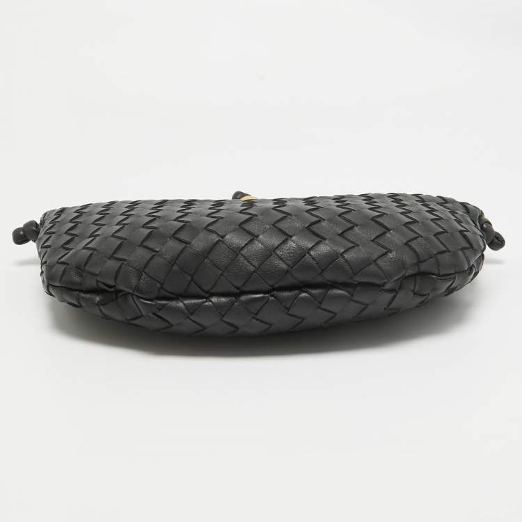 Pre Owned Bottega Veneta Black Intrecciato Leather Medium Turn Pouch