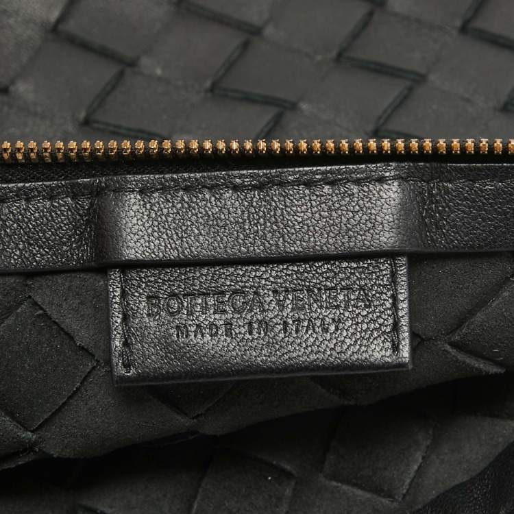Pre Owned Bottega Veneta Black Intrecciato Leather Medium Turn Pouch