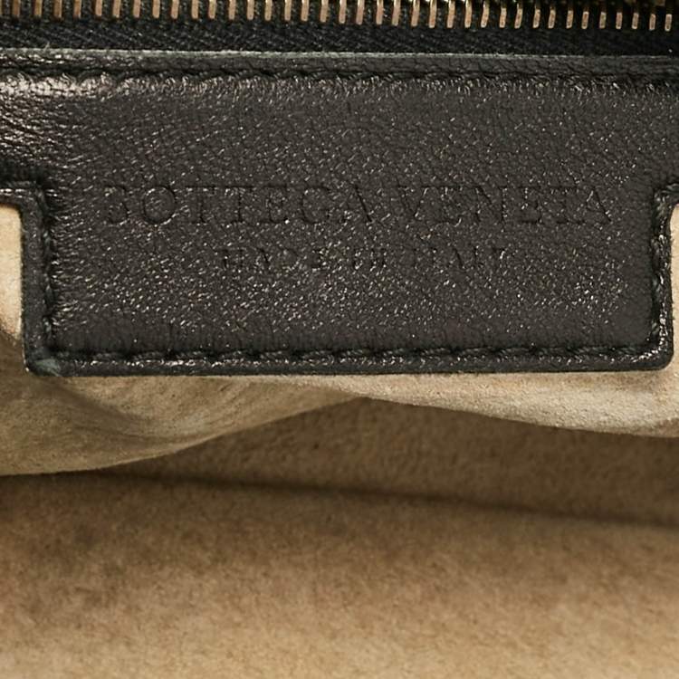 Pre Owned Bottega Veneta Black Intrecciato Leather Montaigne Satchel