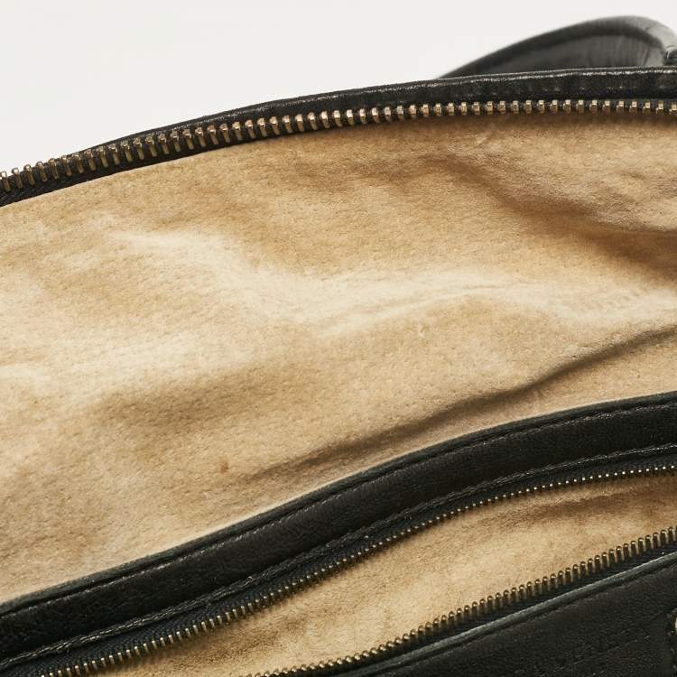 Pre Owned Bottega Veneta Black Intrecciato Leather Montaigne Satchel