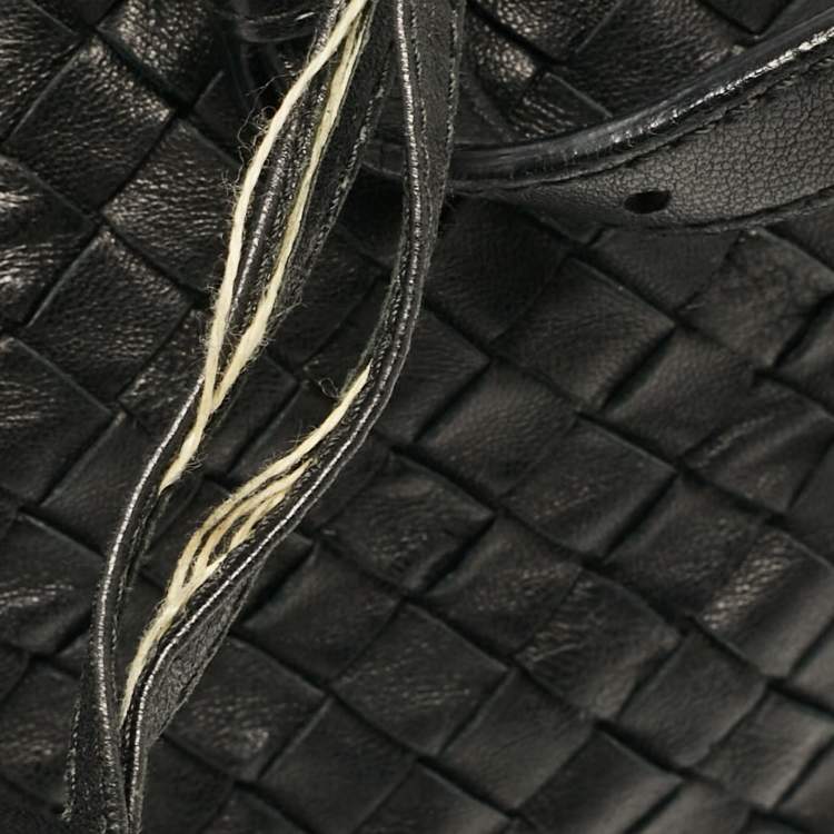 Pre Owned Bottega Veneta Black Intrecciato Leather Montaigne Satchel