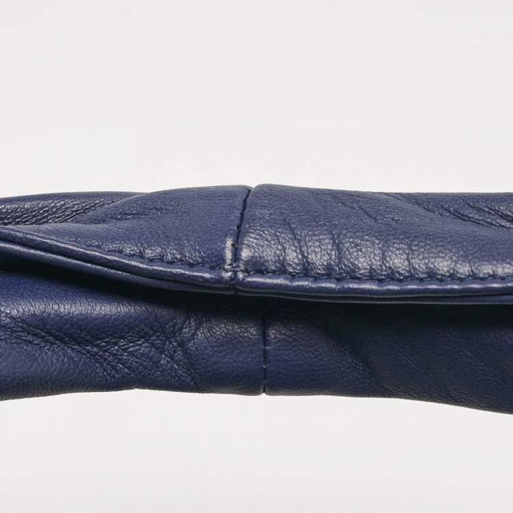 Pre Owned Bottega Veneta Blue Intrecciato Leather Large Veneta Hobo
