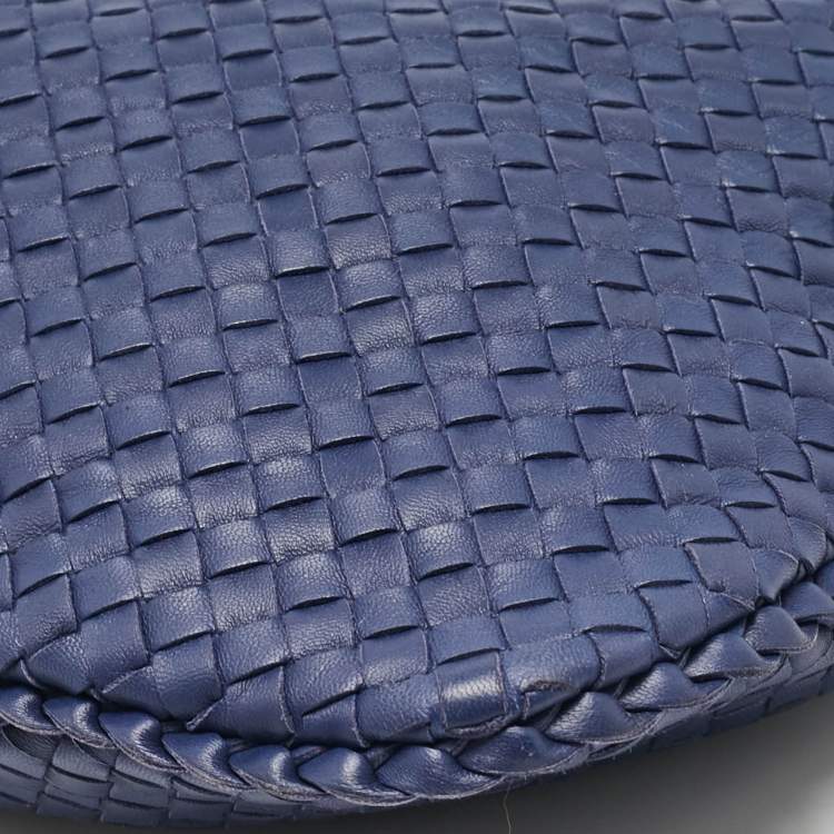 Pre Owned Bottega Veneta Blue Intrecciato Leather Large Veneta Hobo