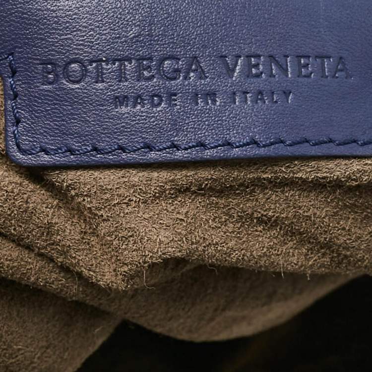 Pre Owned Bottega Veneta Blue Intrecciato Leather Large Veneta Hobo