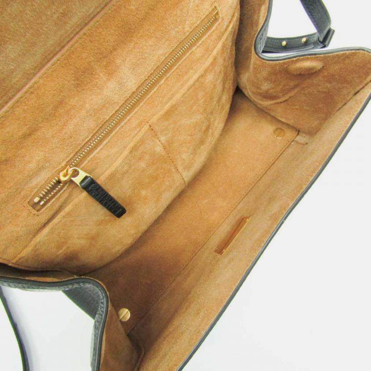 Pre Owned Bottega Veneta Black Textured Leather BV Angle Shoulder Bag
