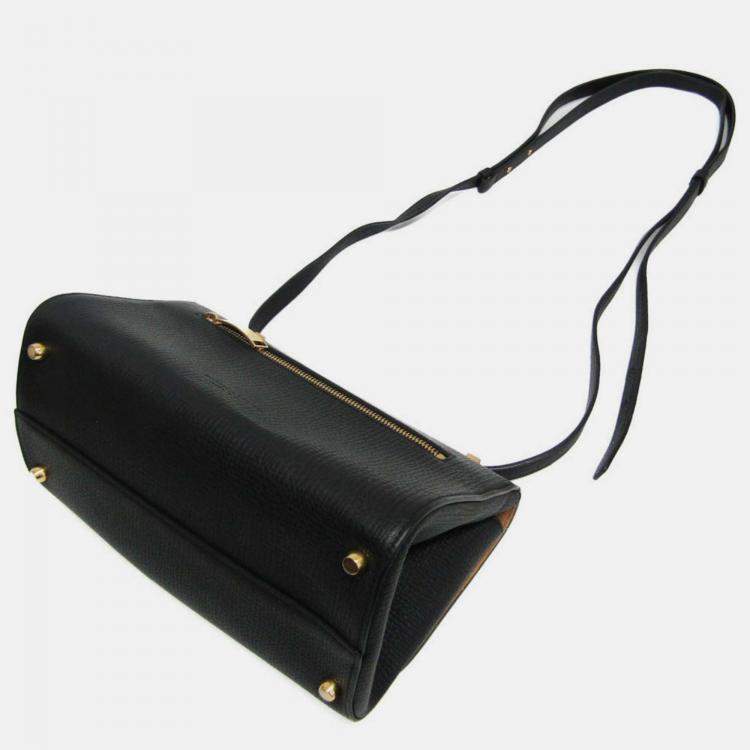 Pre Owned Bottega Veneta Black Textured Leather BV Angle Shoulder Bag
