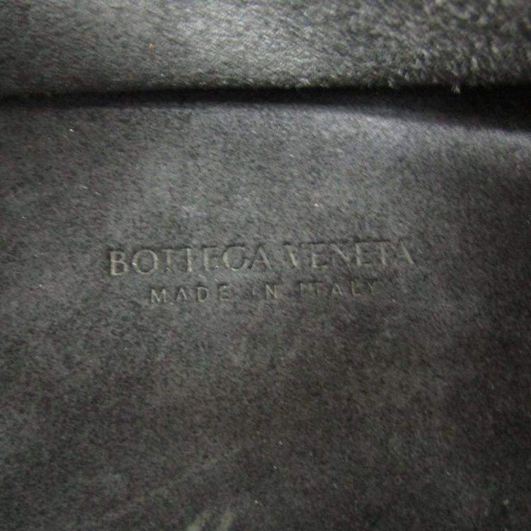 Pre Owned Bottega Veneta Black/Off-white Leather and Canvas Basket Large Tote Bag