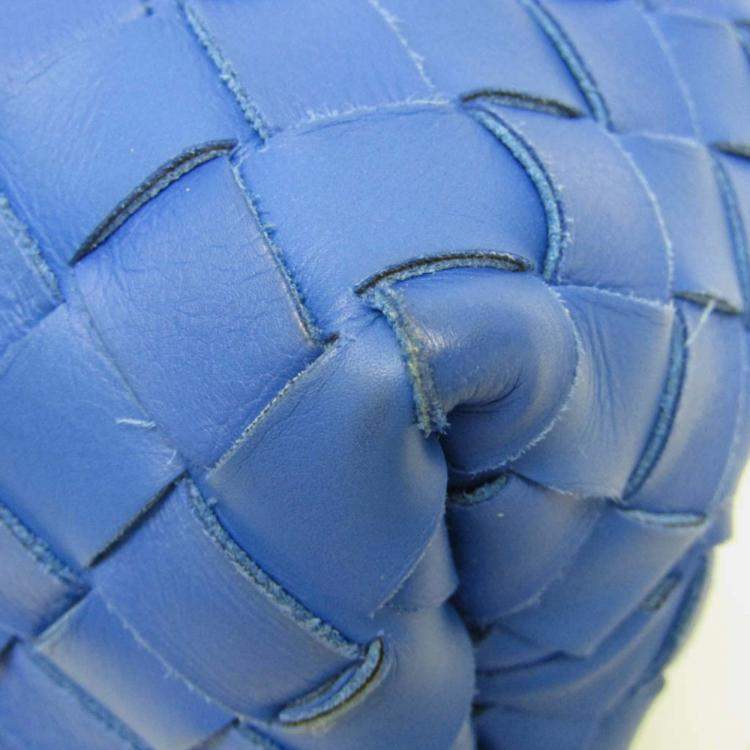 Pre Owned Bottega Veneta Cobalt Nappa Intrecciato Hydrology Tote Bag