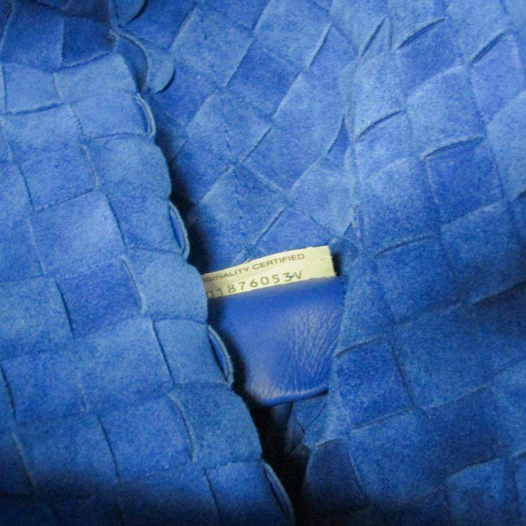 Pre Owned Bottega Veneta Cobalt Nappa Intrecciato Hydrology Tote Bag