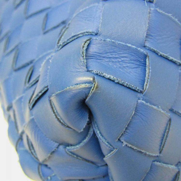 Pre Owned Bottega Veneta Cobalt Nappa Intrecciato Hydrology Tote Bag