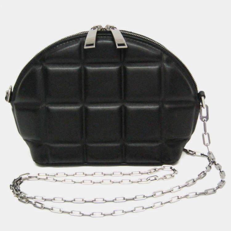 Pre Owned Bottega Veneta Black Padded Nappa Mini Half Moon Top Handle Bag 