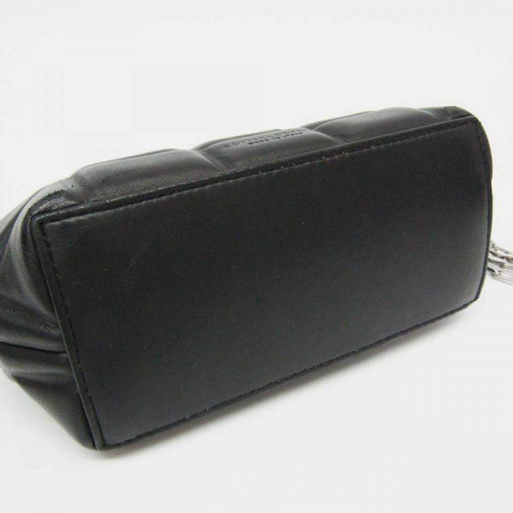 Pre Owned Bottega Veneta Black Padded Nappa Mini Half Moon Top Handle Bag 