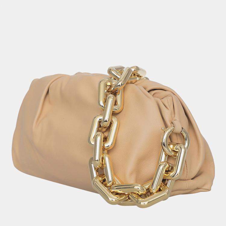 Pre Owned Bottega Veneta Light Brown Leather The Chain Pouch Shoulder Bag
