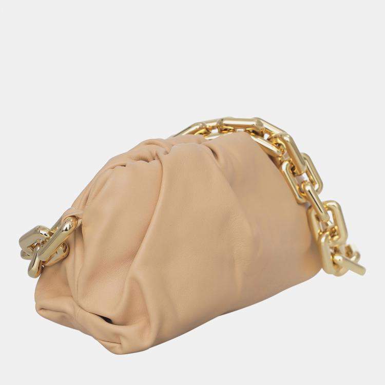 Pre Owned Bottega Veneta Light Brown Leather The Chain Pouch Shoulder Bag