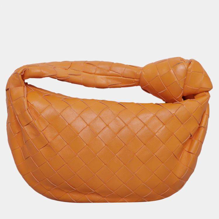 Pre Owned Bottega Veneta Orange Leather Mini Jodie Shoulder Bag