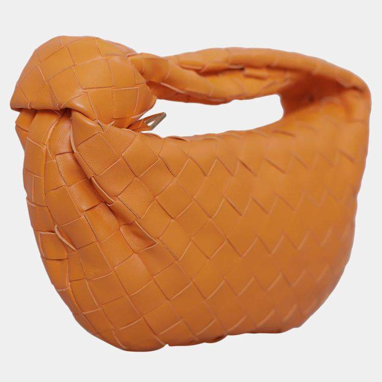 Pre Owned Bottega Veneta Orange Leather Mini Jodie Shoulder Bag