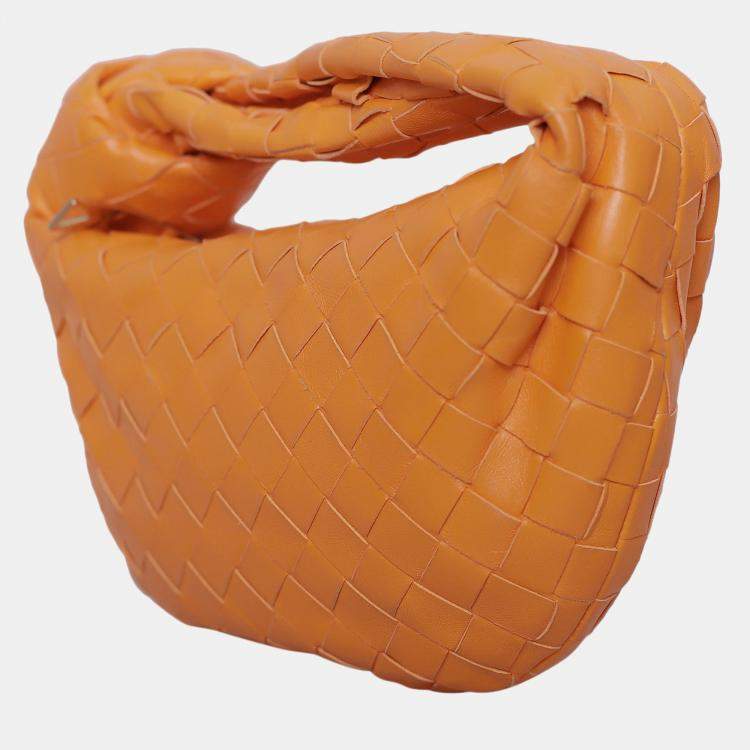Pre Owned Bottega Veneta Orange Leather Mini Jodie Shoulder Bag