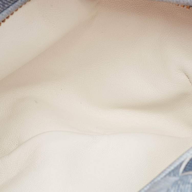 Pre Owned Bottega Veneta Blue Denim Effect Intrecciato Leather Mini Jodie Hobo