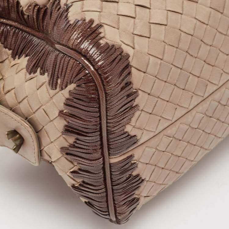 مملوكة مسبقًا Bottega Veneta Beige Intrecciato Leather Boston Bag