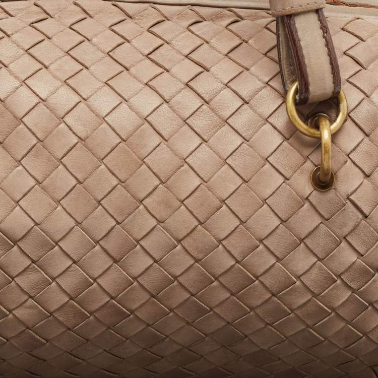 مملوكة مسبقًا Bottega Veneta Beige Intrecciato Leather Boston Bag