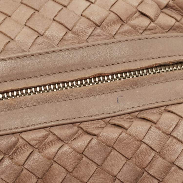 مملوكة مسبقًا Bottega Veneta Beige Intrecciato Leather Boston Bag