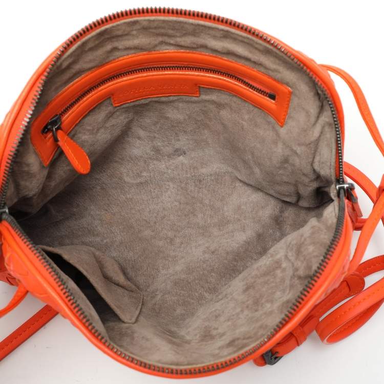 Pre Owned Bottega Veneta Orange Intrecciato Leather Nodini Shoulder Bag