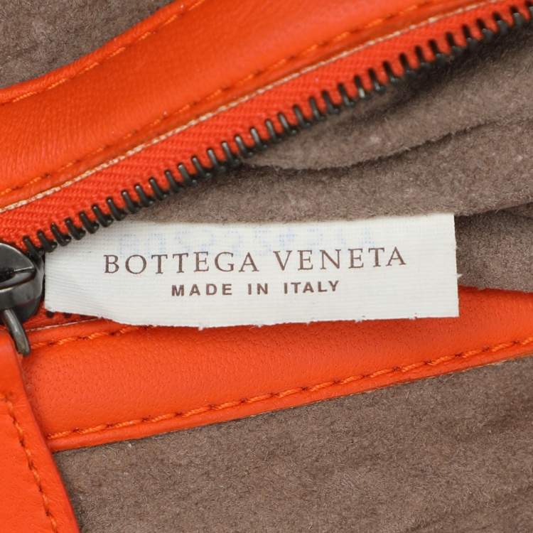 Pre Owned Bottega Veneta Orange Intrecciato Leather Nodini Shoulder Bag