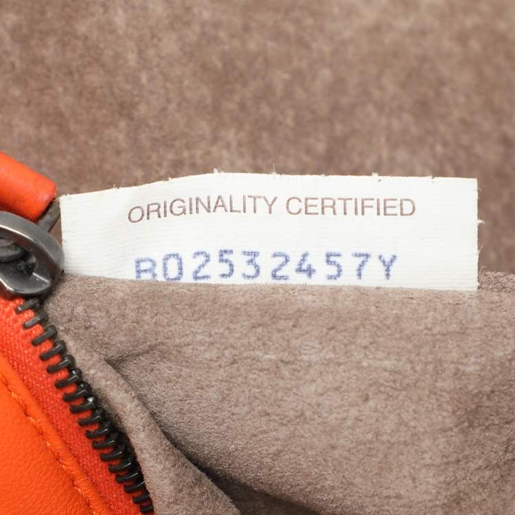 Pre Owned Bottega Veneta Orange Intrecciato Leather Nodini Shoulder Bag