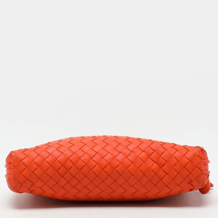 Pre Owned Bottega Veneta Orange Intrecciato Leather Nodini Shoulder Bag