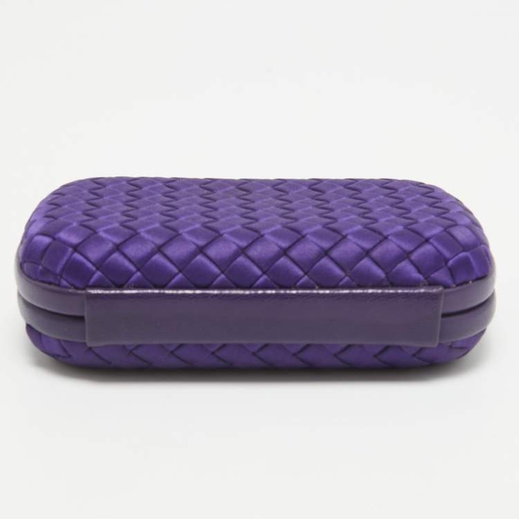 Pre Owned Bottega Veneta Purple Intrecciato Satin Knot Clutch