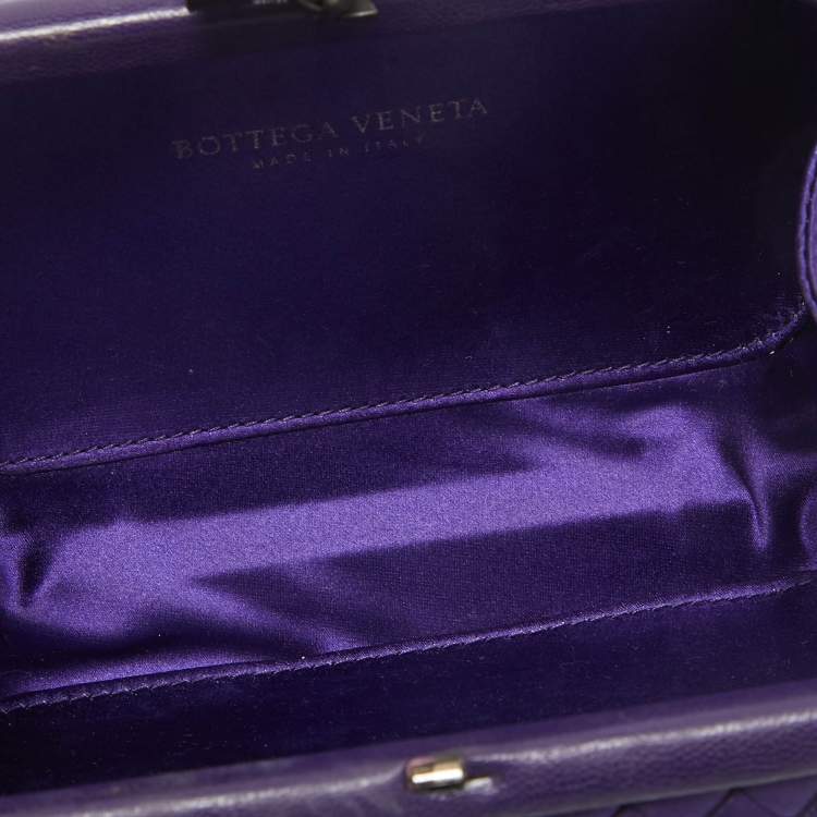 Pre Owned Bottega Veneta Purple Intrecciato Satin Knot Clutch
